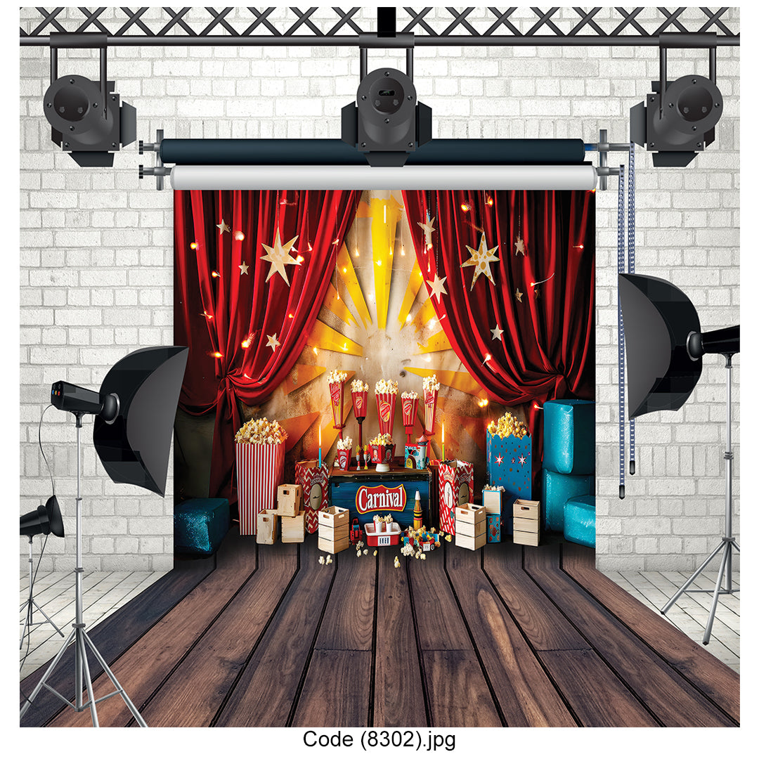 Vintage Carnival Circus Photography Backdrop Premium Canvas - 8302