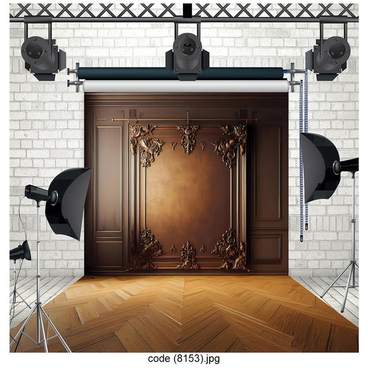 Vintage Elegant Brown Frame Photography Backdrop 8153