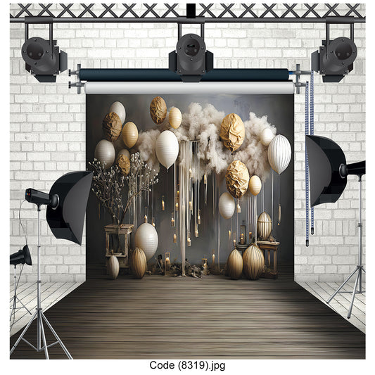 Vintage Floating Lanterns Clouds Photography Backdrop 8319