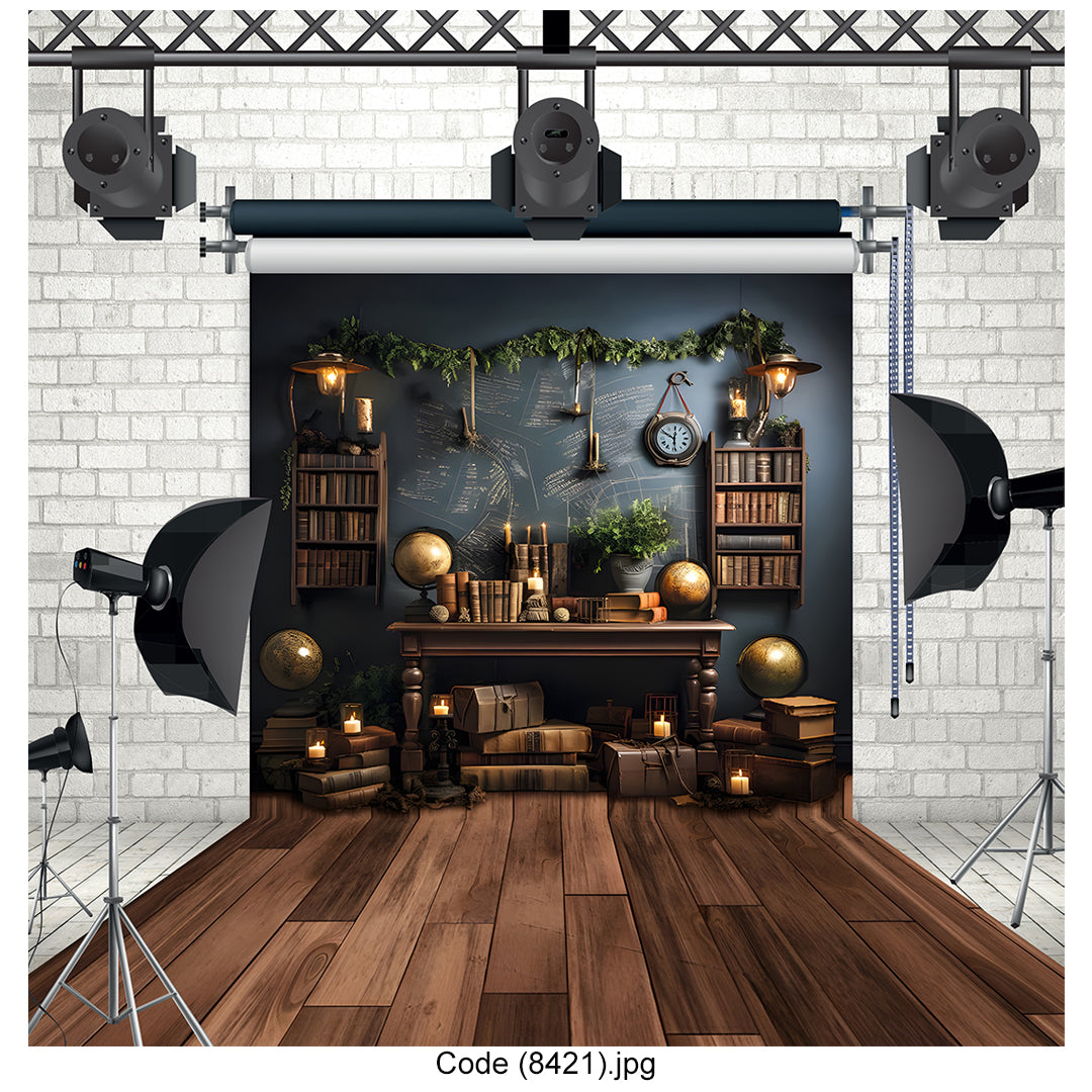 Vintage Library Wizard Backdrop 8421