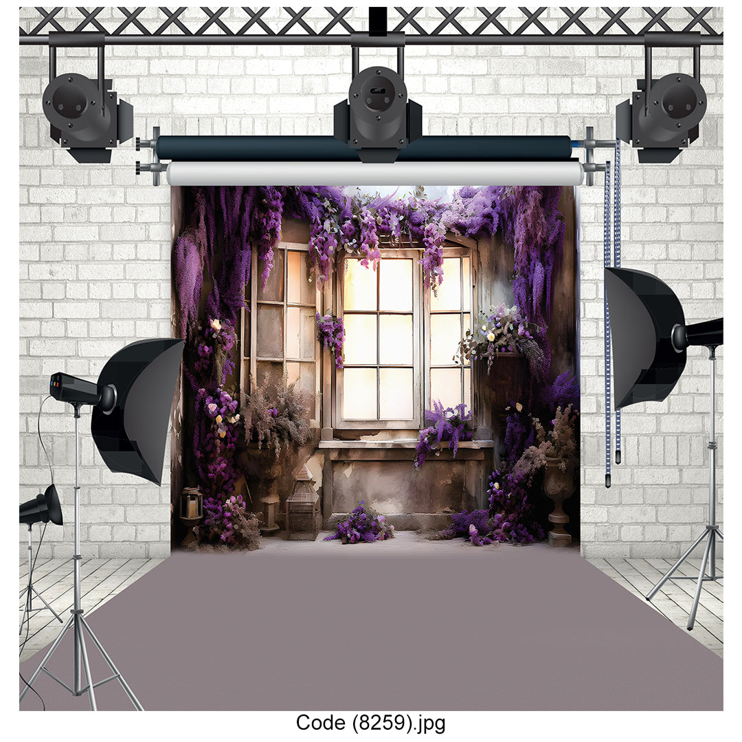 Vintage Purple Window Photography Backdrop 8259