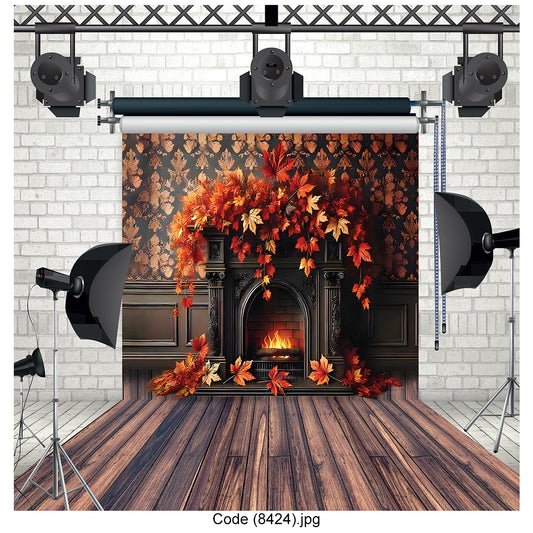 Warm Fall Leaves Fireplace 8424