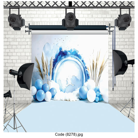 Watercolor Blue Archway Photography Backdrop 8278