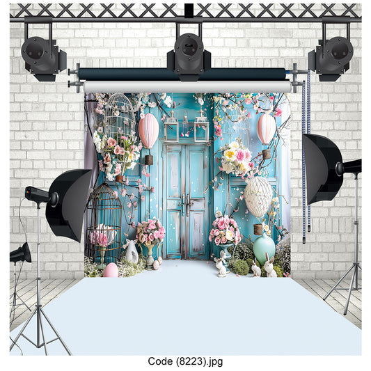 Whimsical Spring Garden Door Photography Backdrop 8223