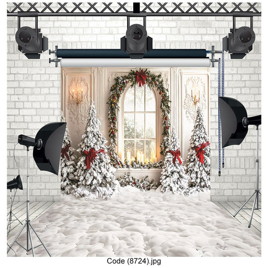 White Christmas Window Backdrop 8724