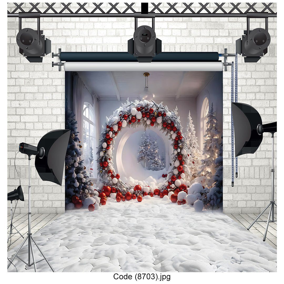 Wonderland Christmas Wreath Backdrop 8703